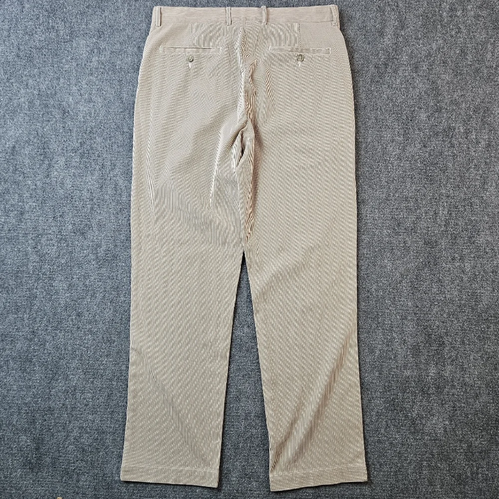 J.Crew Men's Pinstripe Chino Pants 34x32 Khaki Tan Brown Slim Fit Cotton Prep